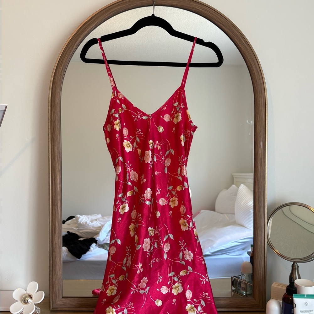Floral Red Slip Dress